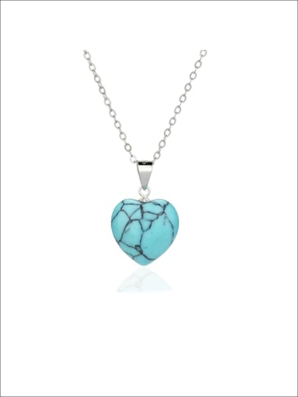 925 Sterling Silver Heart Turquoise Pendant Necklace